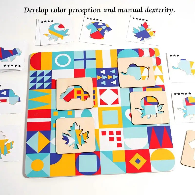 Color Master Puzzle Board with Vivid Geometric Shapes. Boost Kids Creativity and Early Cognition via Matching Play.