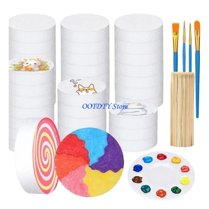 367A Educational Fun DIY Children Kids Art Painting Set Plastic Discs Craft Set to Develop Creativity and Fine Motor Skills