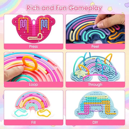 Sensory Activity Board Rainbow Silicone Fidget Toys for Calming Stress Anxiety ADHD Autism for Inspire Kid's 3+ Creative Talents