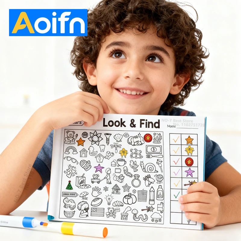 Look and Find Activity Book for Kids with Hidden Objects, Focus Attention Practice, Fun Coloring Activity Book for Home School
