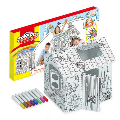 Creative graffiti 3D assembly toy house, DIY, painting, jungle house, parent-child interaction, kindergarten, handicrafts， kids