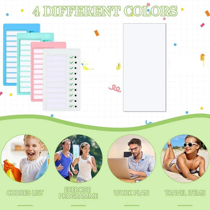 1 pcs Kids Chore Chart with 5 pcs Blank Card,Plastic Checklist Board with Detachable Cardstock to Do List for Routine Planning