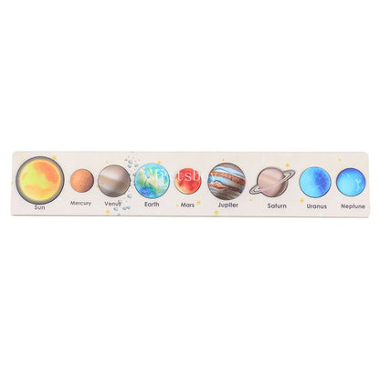 Baby Wooden Montessori Teaching Aids Science Cognition Jigsaw Puzzle Universe Solar System Eight Planet Matching Educational Toy