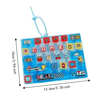 Creative 26-Keycap Keychain Cartoon Pattern Portable Design Fidget Gadget Hand-play Pendant Pixel Button Sensory Charm Commute