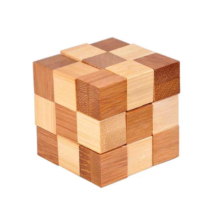 New Design IQ Brain Teaser Kong Ming Lock 3D Wooden Interlocking Burr Puzzles Game Toy Bamboo Small Size For Adults Kids