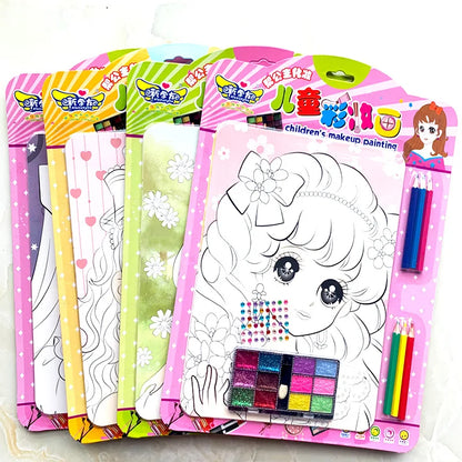 Children's Creative Handmade DIY Graffiti Painting Copy Colorful Drawing Toys Set Princess Girl Safety Makeup Painting Toy