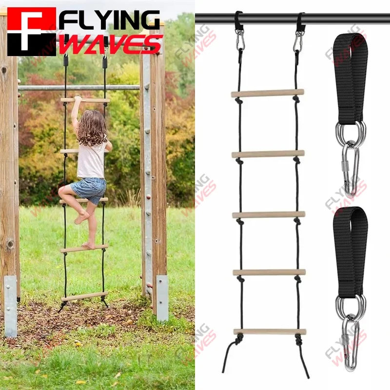 Children Climbing Rope Ladder Wooden Swing Kids Indoor Outdoor Tree Playground Recreation Play Game Bodybuilding Set