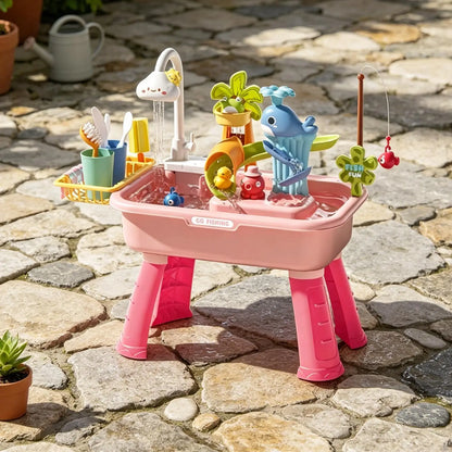 Water Table for Kids Summer Toys Play Sink with Running Water for Boys Girls Preschoolers Backyard Patio Beach Camping Daycare