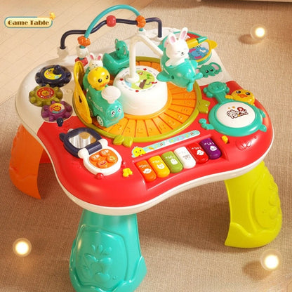 Montessori Activity Table for 6-36 Months 8-in-1 Sensory Learning Toy with Musical Keyboard Educational Play Center for Toddlers