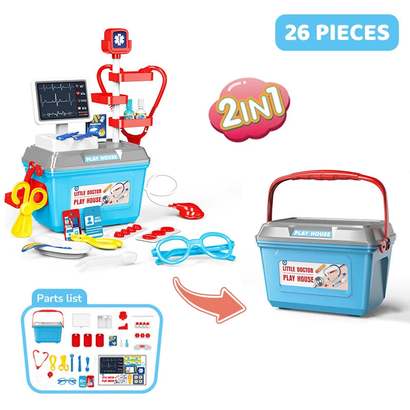 Kids Pretend Play Toy Set Simulation Doctor Kit Hamburger Ice Cream Dessert Career Role Play Toys Interactive Educational Toy
