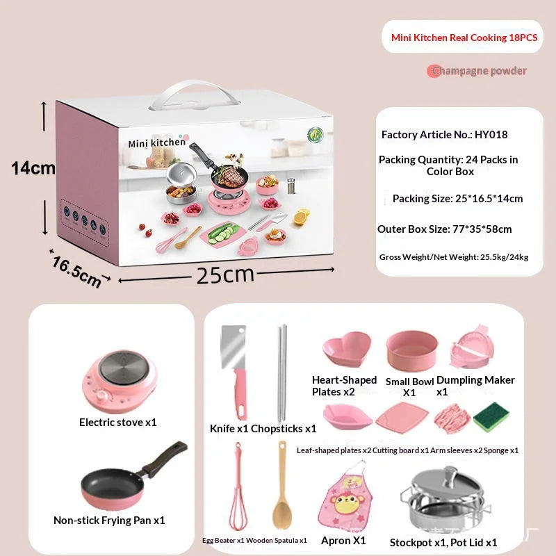 Wholesale Mini Electric Cooktop Kids Real Cooking Pretend Play Kitchen Toy Full Set With US UK EU Plug For Girls Role Play Game