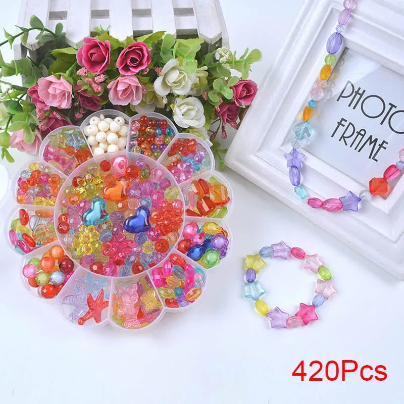 Children Creative DIY Beads Toy With Whole Accessory Set/ Kids Girls Handmade Art Craft Educational Toys for Gifts And Presents