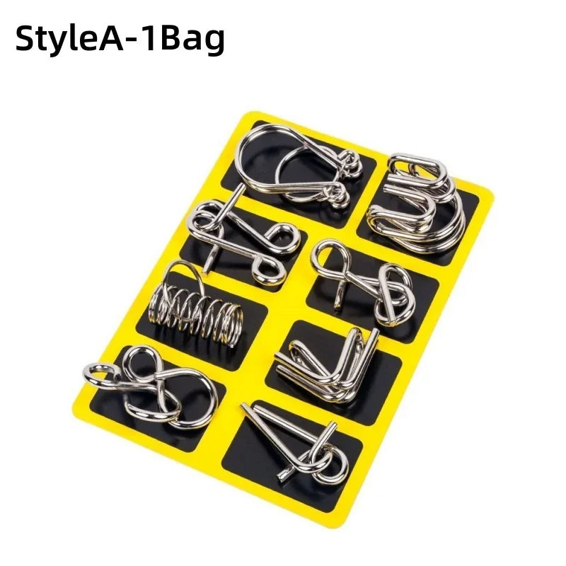 Montessori Series 8 Pcs Metal Educational Toys - Intelligence Interactive Game Unlock Widgets Kids Stress Relief Unique Toy