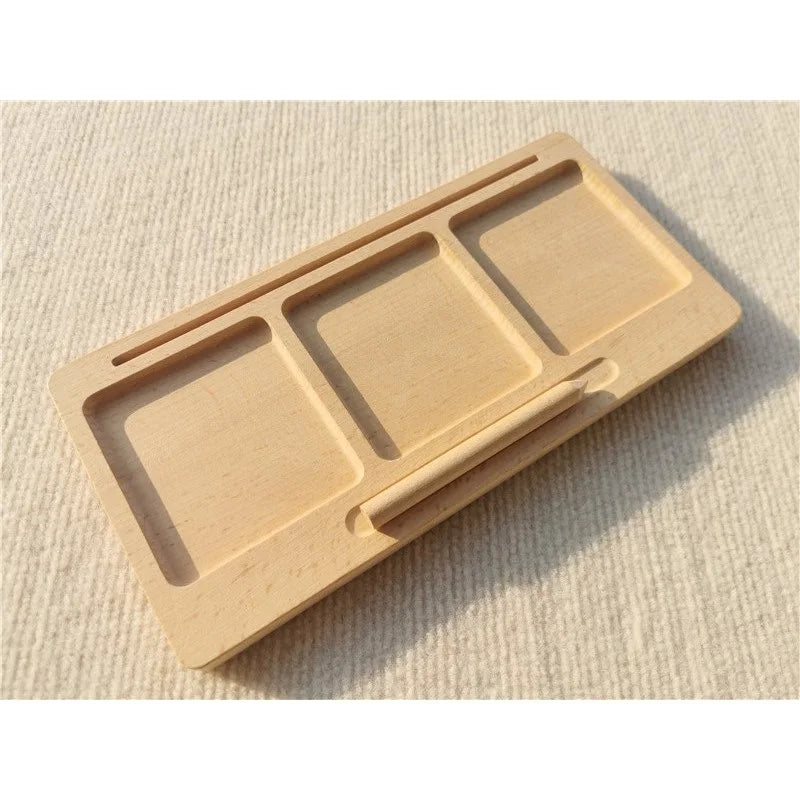 Montessori Toys Wooden Learning Tablet with Chalks Divided Trays Simulation Animals Matched English Study Cards