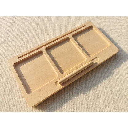 Montessori Toys Wooden Learning Tablet with Chalks Divided Trays Simulation Animals Matched English Study Cards