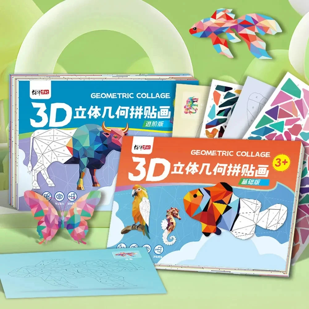 Kids 3D Animal Jigsaw Puzzle Stickers DIY Handmade Creative Collage Art Set With Self-Adhesive Paper Back To School Gifts ﻿