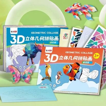Kids 3D Animal Jigsaw Puzzle Stickers DIY Handmade Creative Collage Art Set With Self-Adhesive Paper Back To School Gifts ﻿