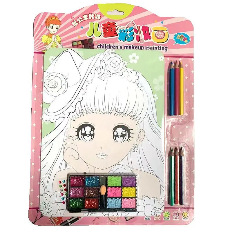Children's Creative Handmade DIY Graffiti Painting Copy Colorful Drawing Toys Set Princess Girl Safety Makeup Painting Toy