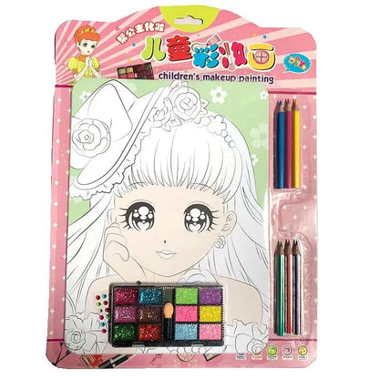 Children's Creative Handmade DIY Graffiti Painting Copy Colorful Drawing Toys Set Princess Girl Safety Makeup Painting Toy