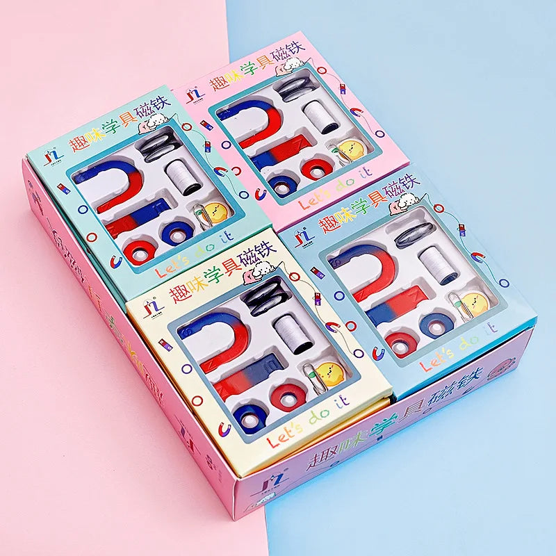 Kids Physics Science Experiment Toy Kit U-shaped Magnet Compass Set Science Physics Educational Learning Toys Birthday Gift