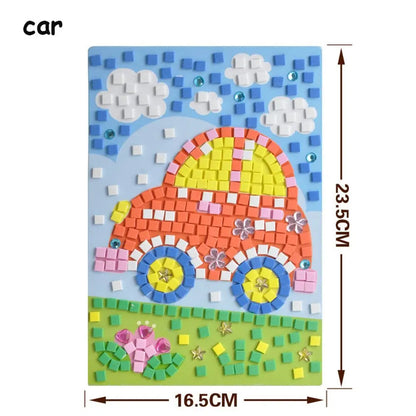 Creative Kids Game  Early Educational DIY Kits 3D Mosaics Puzzle  drawing toys Stickers EVA Foam