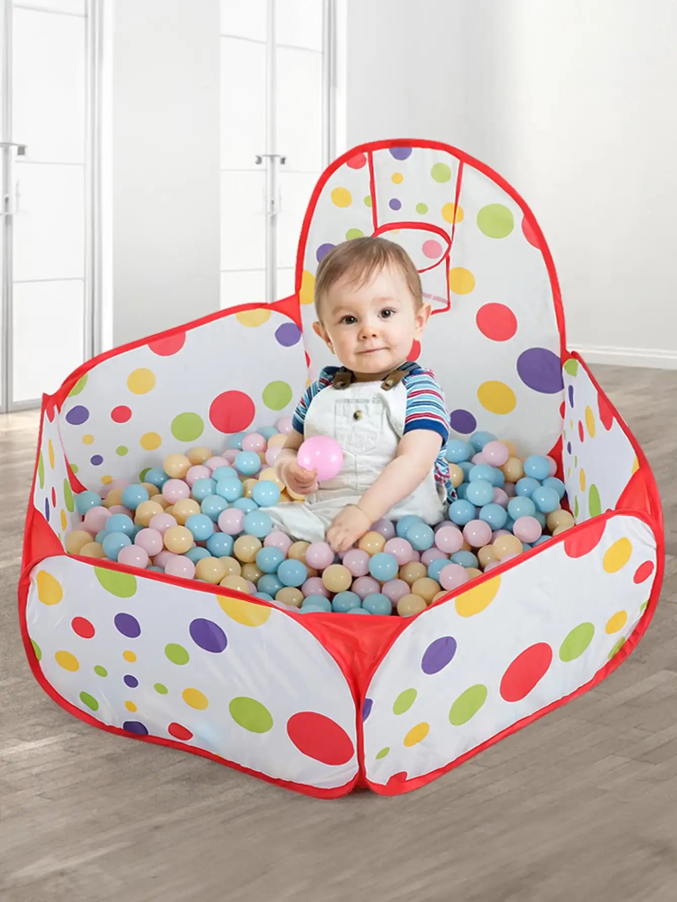 Children's Ocean Ball Pool with Basketball Hoop Play Tent Playhouse with Basketball Hoop for Boys Girls Kids (Excluding Ball)