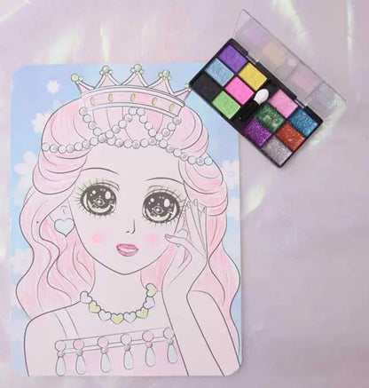 Children's Creative Handmade DIY Graffiti Painting Copy Colorful Drawing Toys Set Princess Girl Safety Makeup Painting Toy