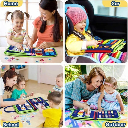 Sensory Play Board Busy Board Montessori Leaning Toys For Toddlers Foldable Sensory Toy Toddler Activity Board-Educational Learn