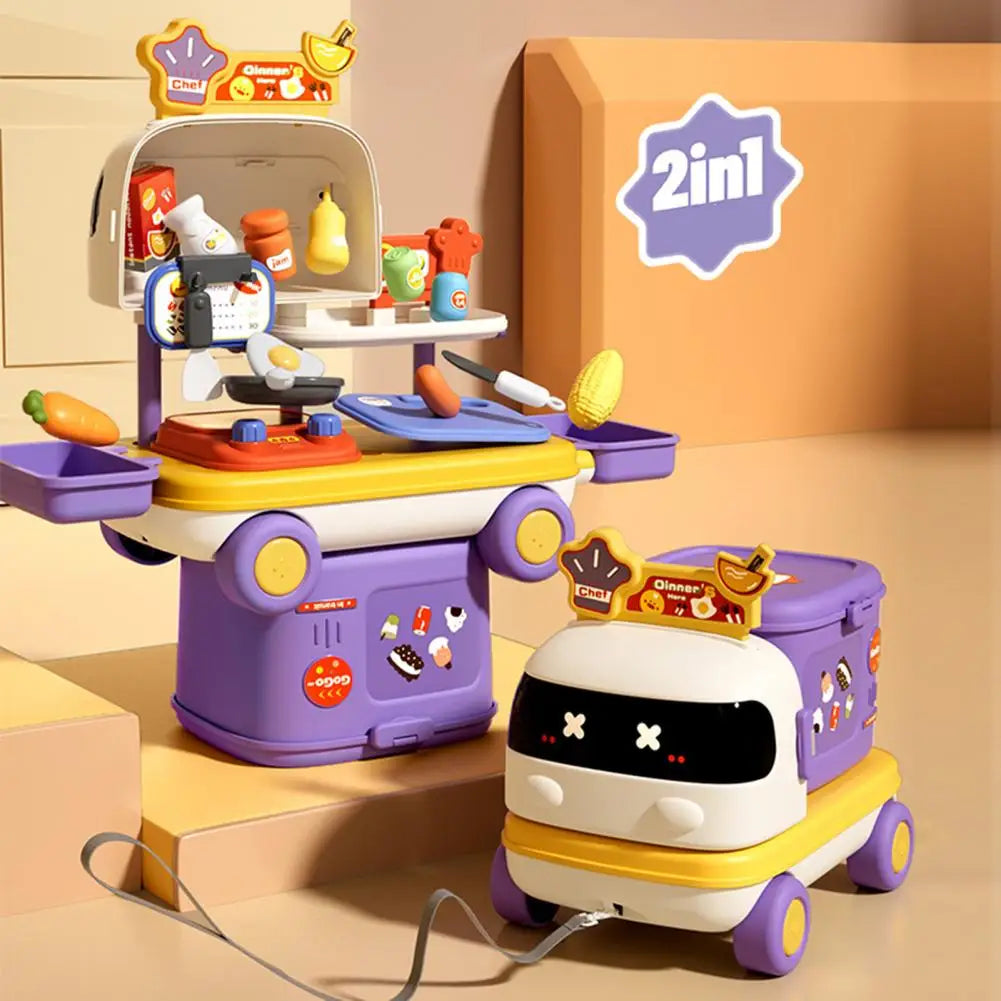 Kids Doctor Kitchen Makeup Toys for Girls Interactive Pretend Playhouse Set Portable Foldable Storage Box Children Birthday Gift