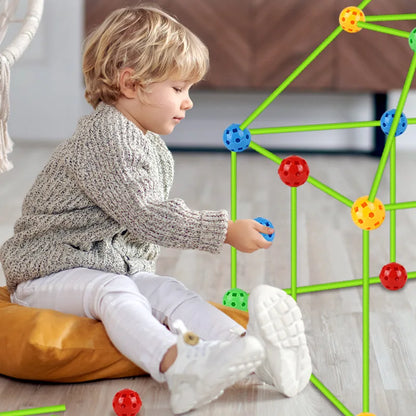 Kids Creative Fort Building Blocks Indoor Tent Brick Kit DIY Educational Building Castle Assembled Toys Ball Games Toy Gift