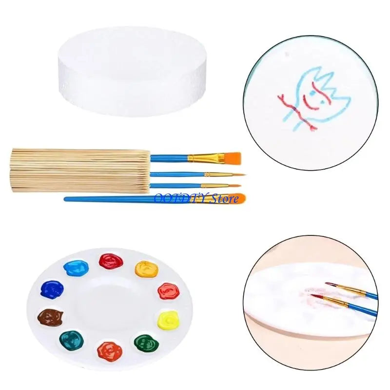 367A Educational Fun DIY Children Kids Art Painting Set Plastic Discs Craft Set to Develop Creativity and Fine Motor Skills