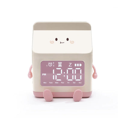 Creative Milk Box Digital Alarm Clock For Kids Digital Display Time/date for Bedroom Cute Digital Desktop Clock Home Decoration