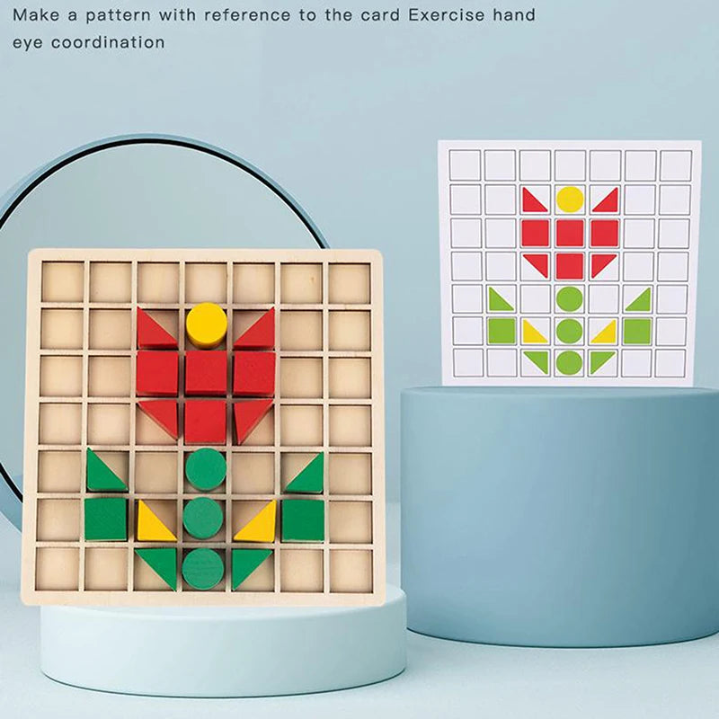 Wooden Creative Blocks Puzzle Children Montessori Color Shape Matching Early Education Educational Toys Kids Intelligence Game