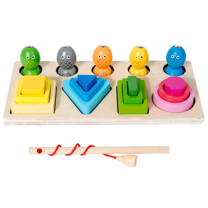 Montessori  Wooden Color Shape Cognitive Classification Matching Puzzle Children's Magnetic Fishing Learning Educational Toys