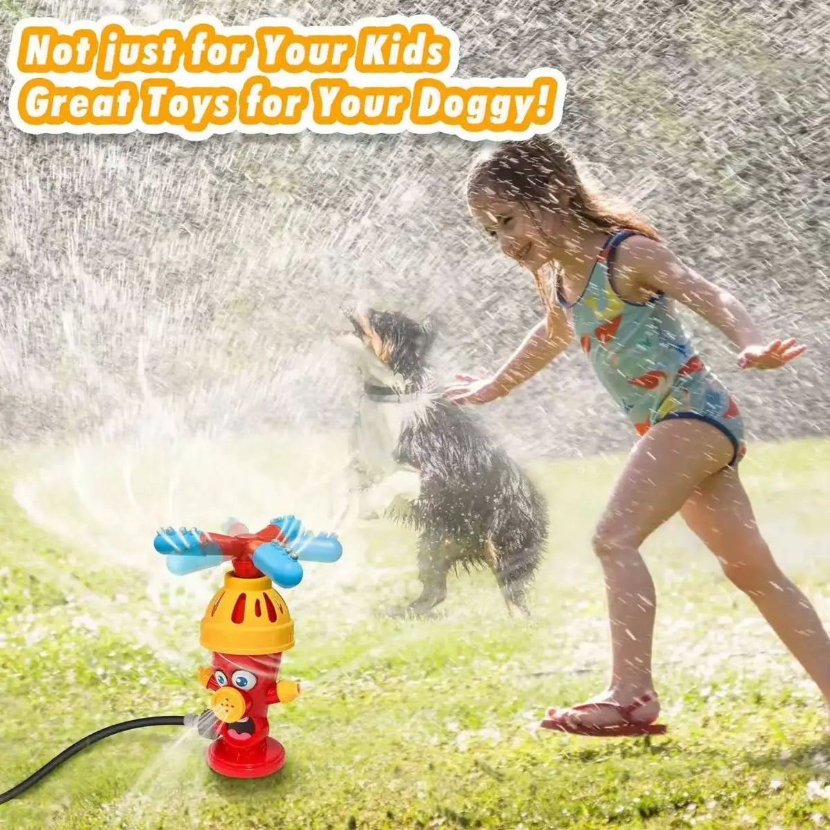 Kids Cartoon Fire Hydrant Style Water Sprinkler Toy Summer Outdoor Garden Yard Splash Spray Toy Children Backyard Bath Water Pla