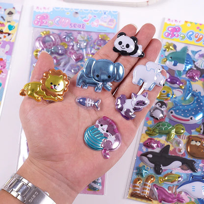 Creative Animals Party 2 in 1 Cartoon 3D Decor Stickers Scrapbooking Diy Journal Stationery Stickers Stationery Cute Stickers