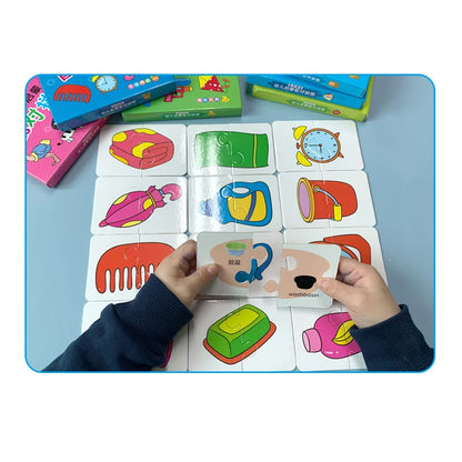 Matching Card Game for Kids Developing Puzzle Baby Cognitive Fruit Animal Learning Montessori Early Educational Puzzle Toy