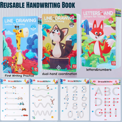 28 Pages of Creative Left and Right Brain Development Toys, Reusable Kidsren's Magic Tracing Book, Bilateral Coordination Exercises, Kidsren's Scientific Writing Enlightenment Description Book, English Alphanumeric Visual Tra