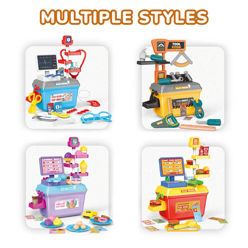 Kids Pretend Play Toy Set Simulation Doctor Kit Hamburger Ice Cream Dessert Career Role Play Toys Interactive Educational Toy