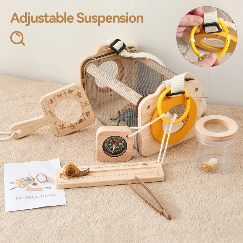 Kid Outdoor Explorer Kit Insect Leaf Cognitive Exploration Toy Kid Wooden Wilderness Adventure Game Set Montessori Toy Baby Gift