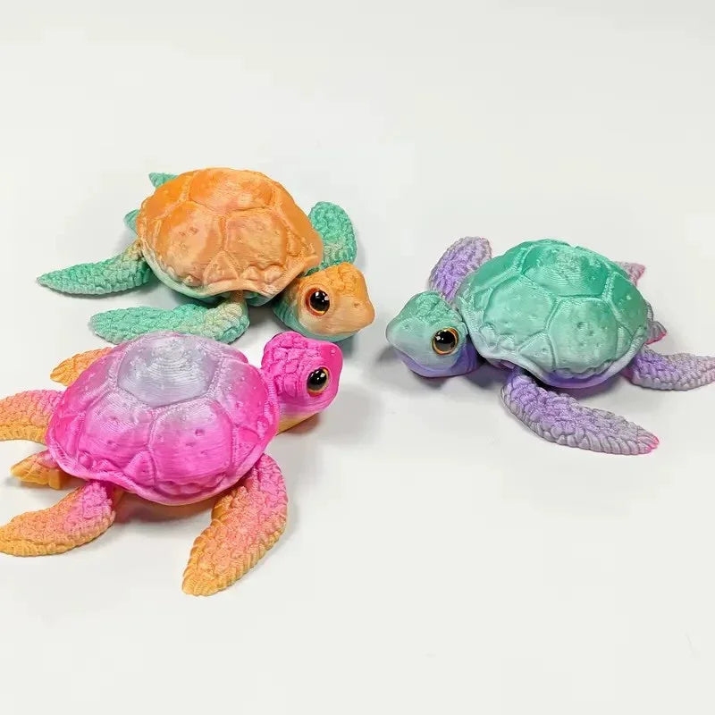 Creative Kids Toy 3D Printed Turtle Figurine Movable Joints | Desktop Decor for Christmas & Birthday Gifts
