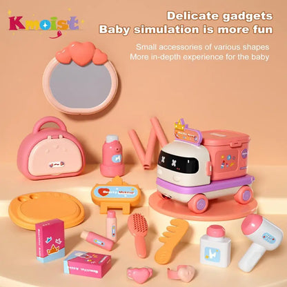 Kids Doctor Kitchen Makeup Toys for Girls Interactive Pretend Playhouse Set Portable Foldable Storage Box Children Birthday Gift