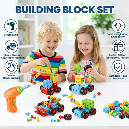 Children Toys Career Role Play Toys Toolbox Screw Electric Drill Building Block Disassembly Educational Toys Kids Work Tools Boy
