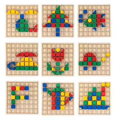 Wooden Creative Blocks Puzzle Children Montessori Color Shape Matching Early Education Educational Toys Kids Intelligence Game