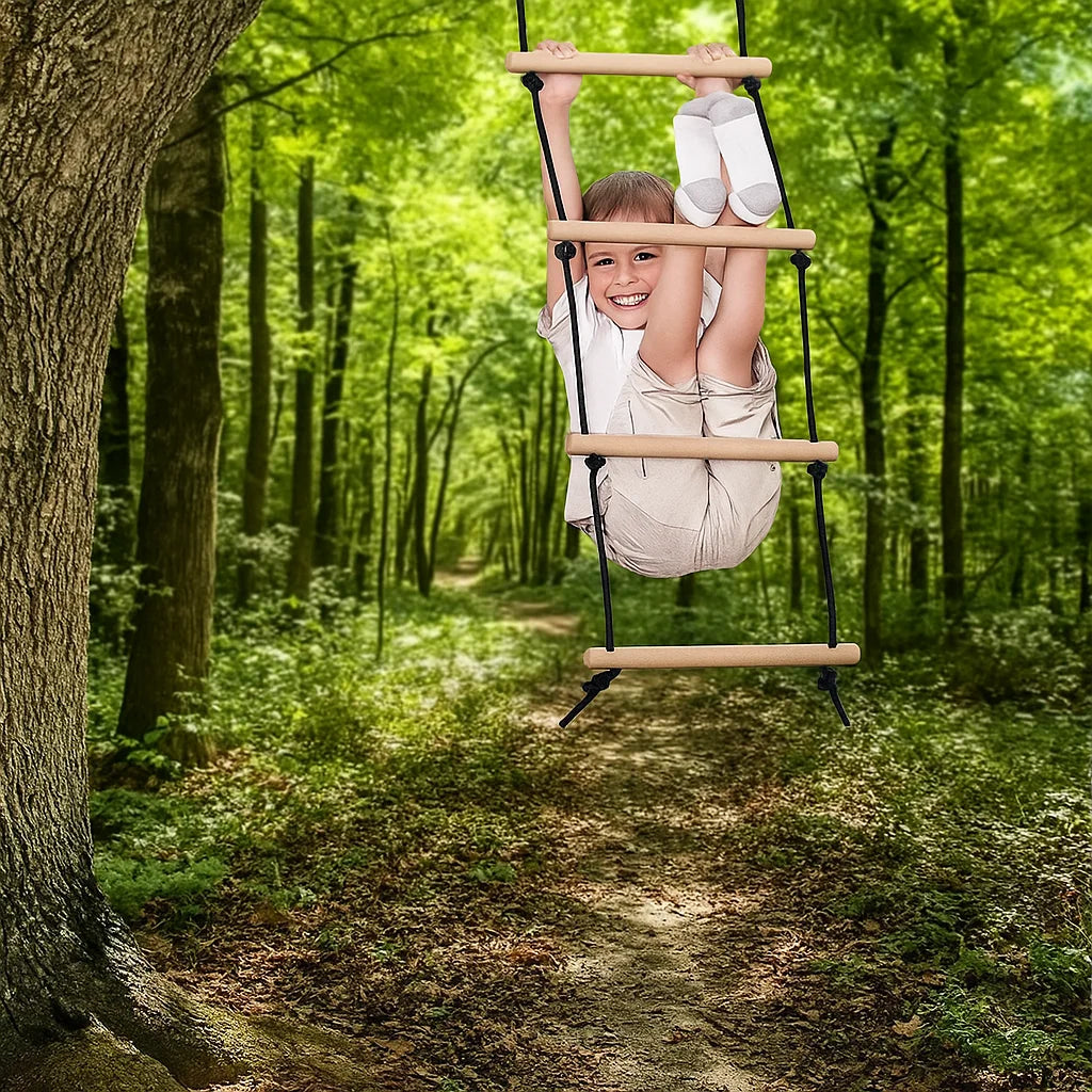 Children Climbing Rope Ladder Wooden Swing Kids Indoor Outdoor Tree Playground Recreation Play Game Bodybuilding Set