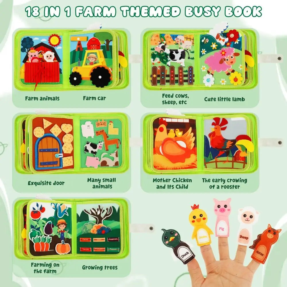 Farm Animal Story Montessori Toys Felt Life Skills Matching Early Education Felt Book Quiet Book Early Education