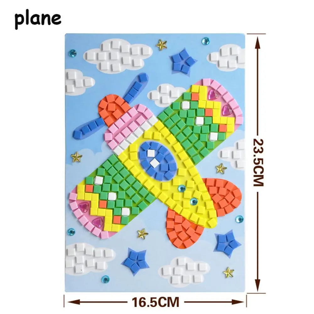 Creative Kids Game  Early Educational DIY Kits 3D Mosaics Puzzle  drawing toys Stickers EVA Foam