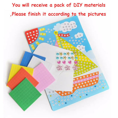 Creative Kids Game  Early Educational DIY Kits 3D Mosaics Puzzle  drawing toys Stickers EVA Foam