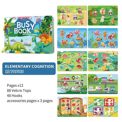 Busy Book for Kids Toddlers Ages 3-6 Montessori Quiet Book Preschool Learning Activity Books Reusable Sticker & Velcro Matching