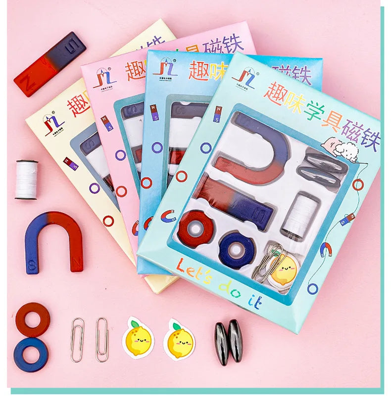 Kids Physics Science Experiment Toy Kit U-shaped Magnet Compass Set Science Physics Educational Learning Toys Birthday Gift